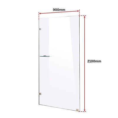 900 x 2100mm Frameless 10mm Safety Glass Shower Screen