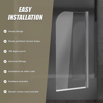 180 Degree Pivot Door 6mm Safety Glass Bath Shower Screen 900x1400mm By Della Francesca