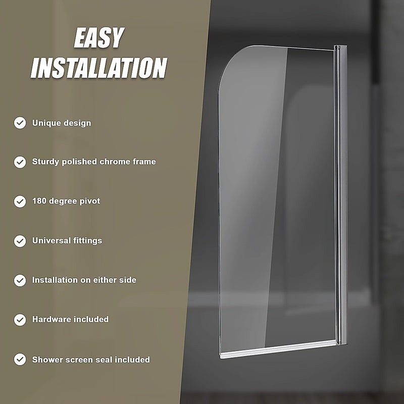 180 Degree Pivot Door 6mm Safety Glass Bath Shower Screen 900x1400mm By Della Francesca