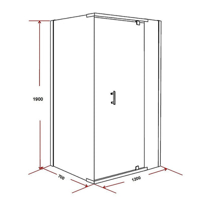 Shower Screen 1200x700x1900mm Framed Safety Glass Pivot Door By Della Francesca