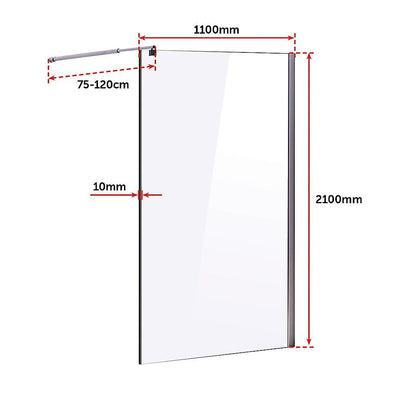 1100 x 2100mm Frameless 10mm Safety Glass Shower Screen