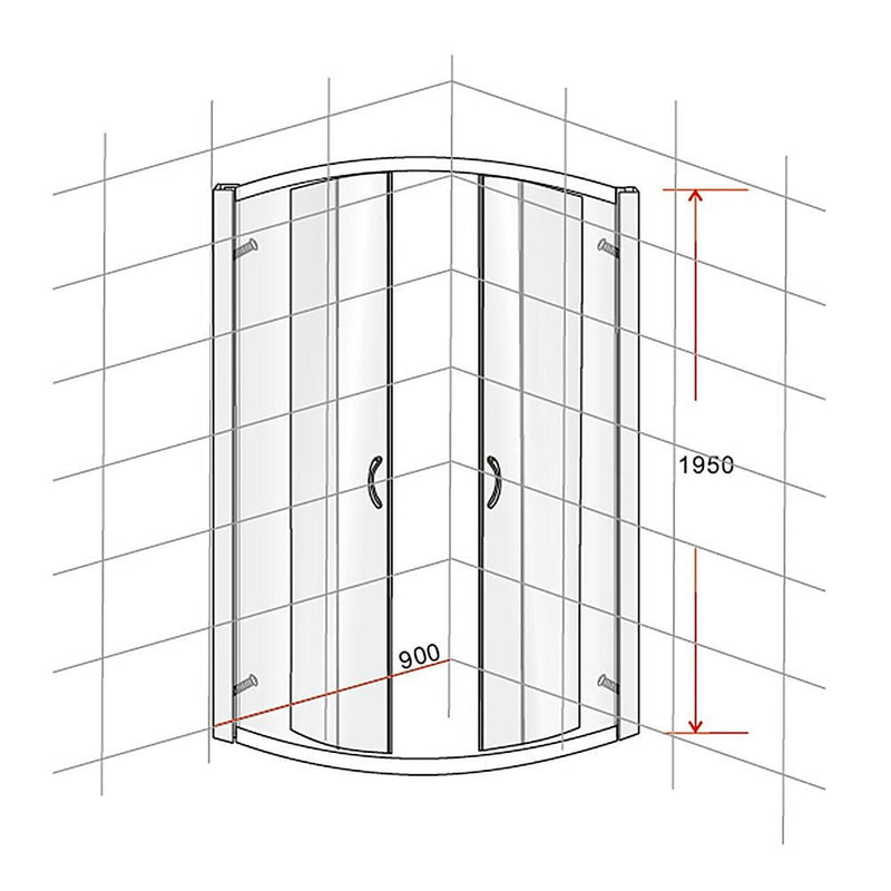 90 x 90cm Rounded Sliding 6mm Curved Shower Screen with Base in Chrome