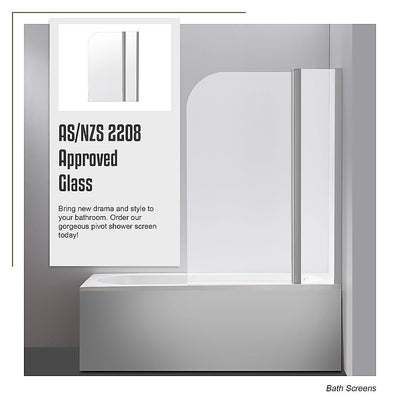 180 Degree Pivot Door 6mm Safety Glass Bath Shower Screen 1200x1400mm By Della Francesca