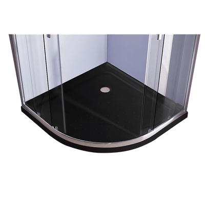 90 x 90cm Chrome Rounded Sliding 6mm Curved Shower Screen with Black Base