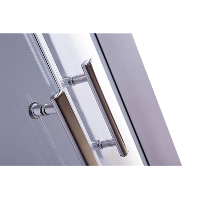 90 x 90cm Chrome Rounded Sliding 6mm Curved Shower Screen with Black Base