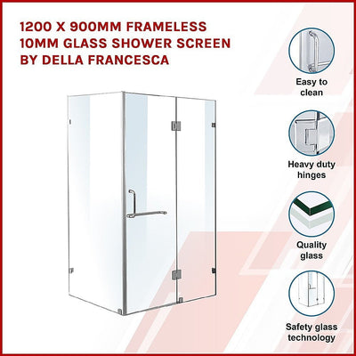 1200 x 900mm Frameless 10mm Glass Shower Screen By Della Francesca