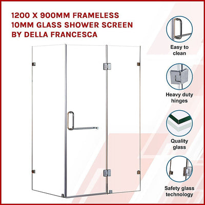 1200 x 900mm Frameless 10mm Glass Shower Screen By Della Francesca