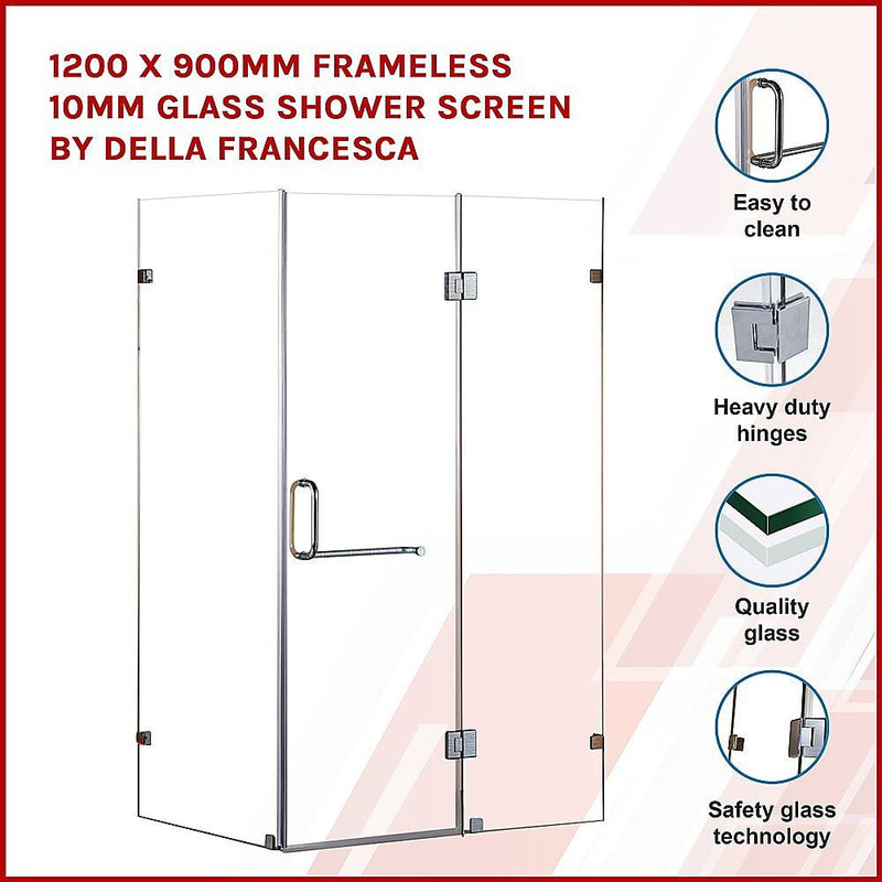 1200 x 900mm Frameless 10mm Glass Shower Screen By Della Francesca