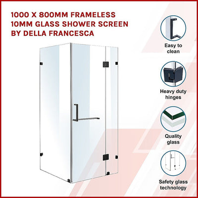 1000 x 800mm Frameless 10mm Glass Shower Screen By Della Francesca