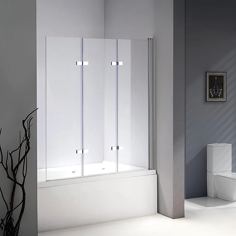 3 Fold Chrome Folding Bath Shower Screen Door Panel 1300mm x 1400mm