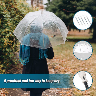 5x Clear Transparent Rain Walking Umbrella Parasol PVC Dome Wedding Party Favour