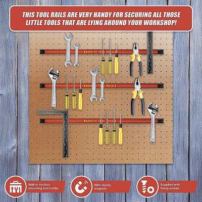 3 x 61cm Magnetic Wall Mounted Tool Holder Storage Organiser Garage Workshop