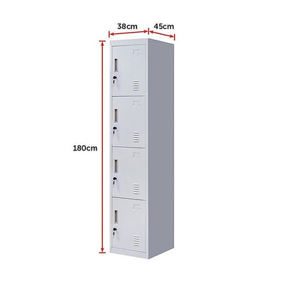 4-Door Vertical Locker for Office Gym Shed School Home Storage