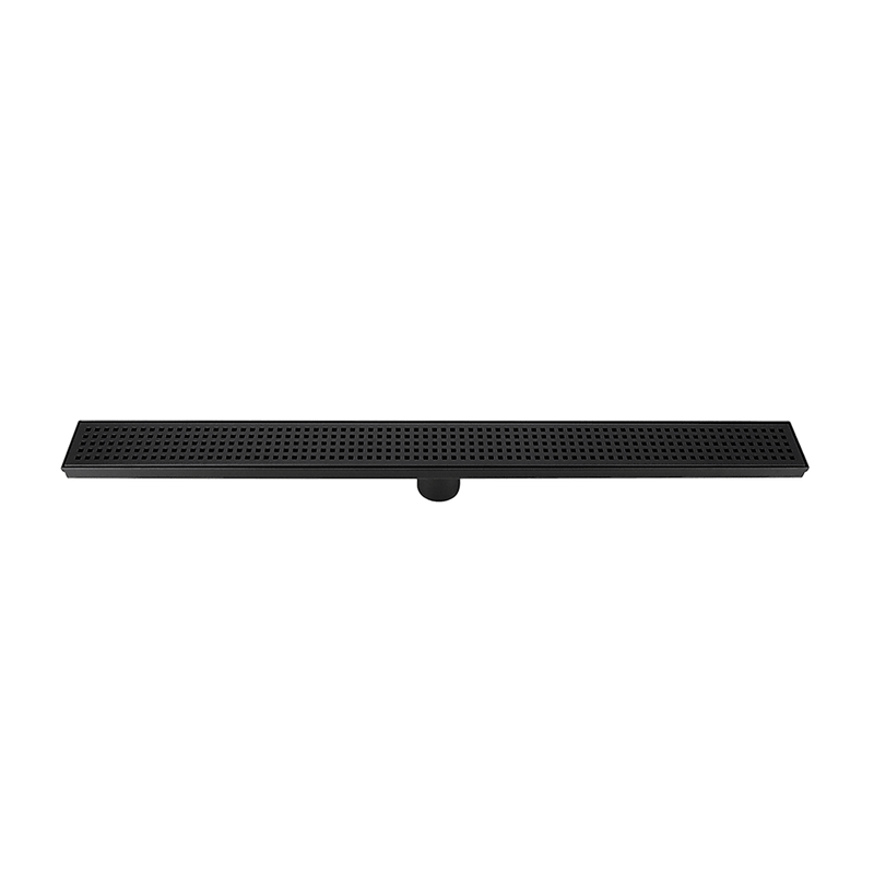 800mm Bathroom Shower Black Grate Drain w/Centre outlet Floor Waste