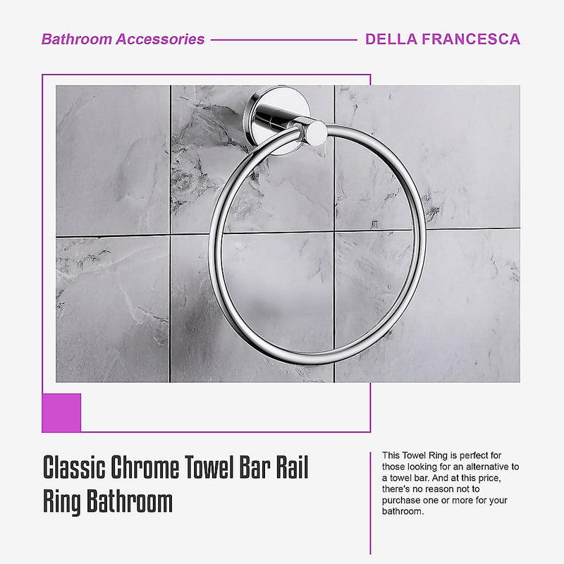 Classic Chrome Towel Bar Rail Ring Bathroom