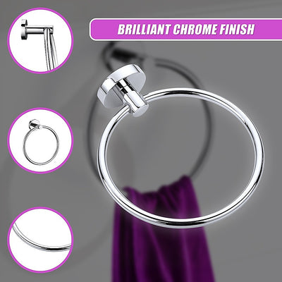 Classic Chrome Towel Bar Rail Ring Bathroom