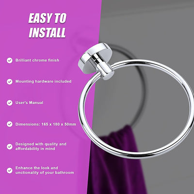 Classic Chrome Towel Bar Rail Ring Bathroom