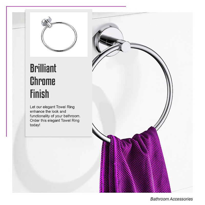 Classic Chrome Towel Bar Rail Ring Bathroom