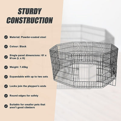 24" 8 Panel Pet Dog Playpen Puppy Exercise Cage Enclosure Fence Play Pen