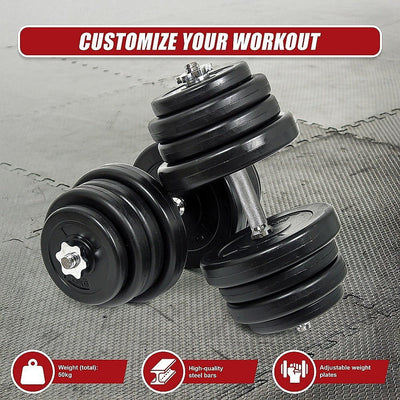50KG Dumbbell Adjustable Weight Set