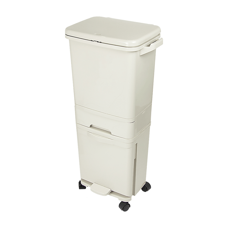 42L Rubbish Bin Waste Trash Can Pedal Recycling Kitchen Wheel 2 Compartment