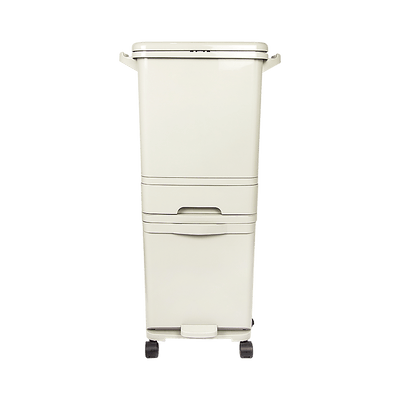 42L Rubbish Bin Waste Trash Can Pedal Recycling Kitchen Wheel 2 Compartment
