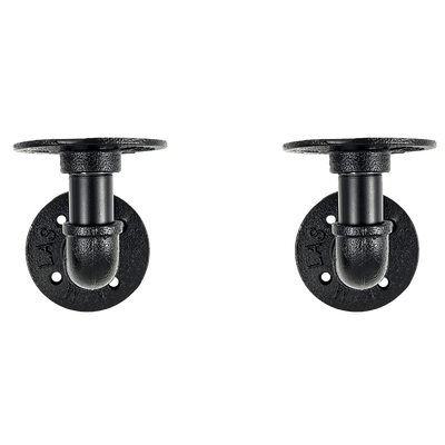 Industrial Black Iron Pipe Bracket Wall Mounted Floating Shelf - Set of 2