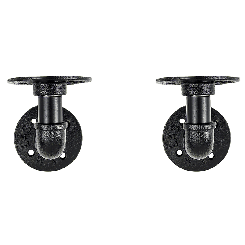 Industrial Black Iron Pipe Bracket Wall Mounted Floating Shelf - Set of 2