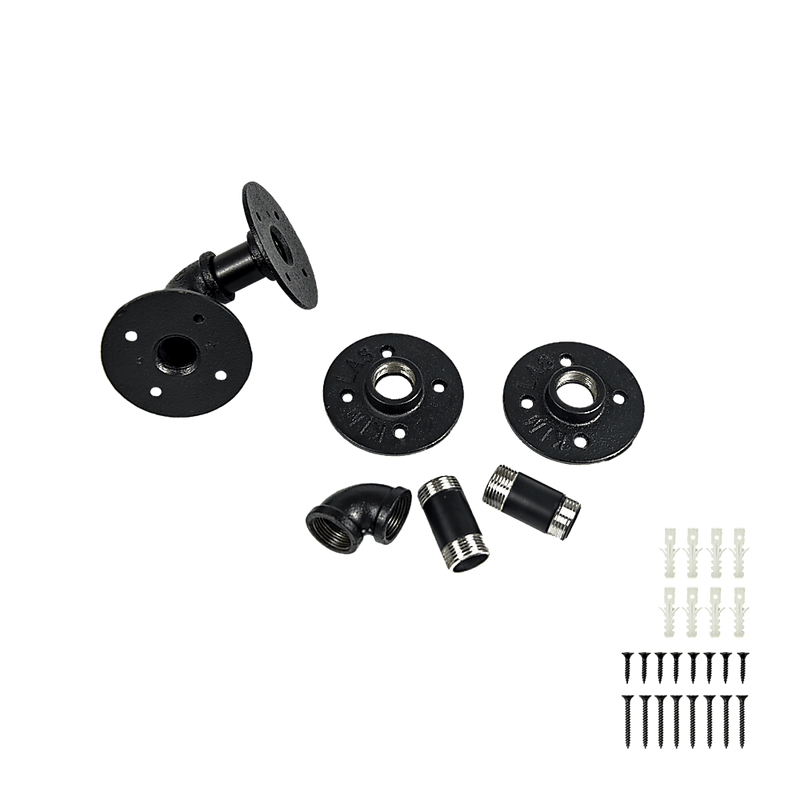 Industrial Black Iron Pipe Bracket Wall Mounted Floating Shelf - Set of 2