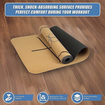 Natural Cork TPE Yoga Mat Sports Eco Friendly Exercise Fitness Gym Pilates