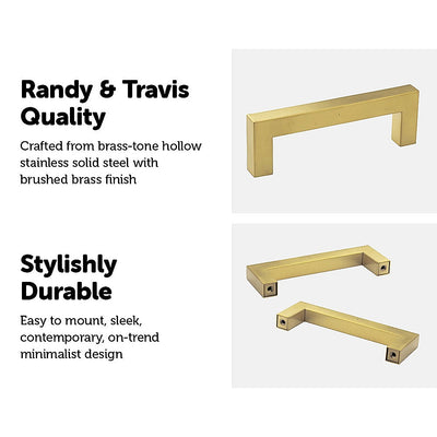 15x Brushed Brass Drawer Pulls Kitchen Cabinet Handles - Gold Finish 96mm