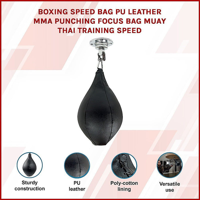 Boxing Speed Bag CowHide Leather MMA Punching Focus Bag Muay Thai Training Speed