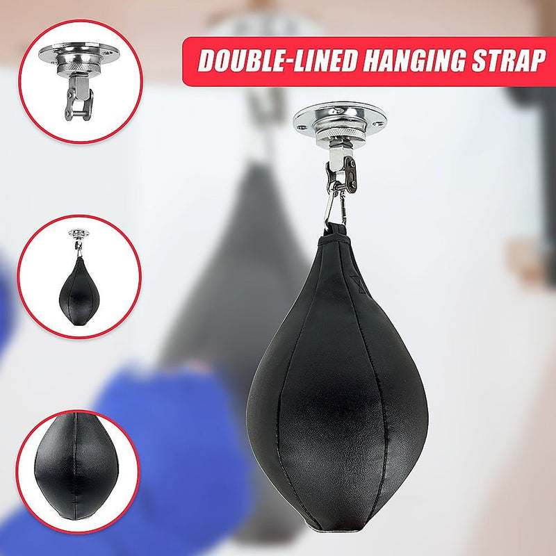 Boxing Speed Bag CowHide Leather MMA Punching Focus Bag Muay Thai Training Speed