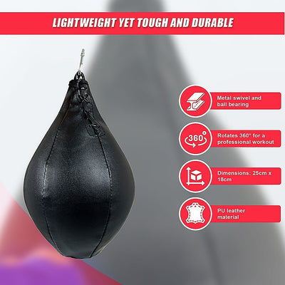 Boxing Speed Bag CowHide Leather MMA Punching Focus Bag Muay Thai Training Speed