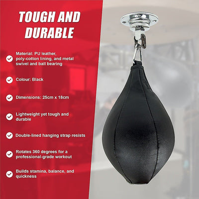 Boxing Speed Bag CowHide Leather MMA Punching Focus Bag Muay Thai Training Speed