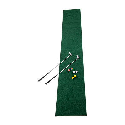 Golf Beer Pong Game Toy Set Green Golf Putting Matt with 2 Putters, 6 Balls