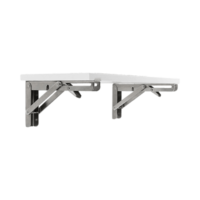 2x 20" Stainless Steel Folding Table Bracket Shelf Bench 50kg Load Heavy Duty