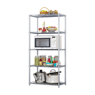 5 Tier Silver Metal Storage Rack Shelving Wire Shelf