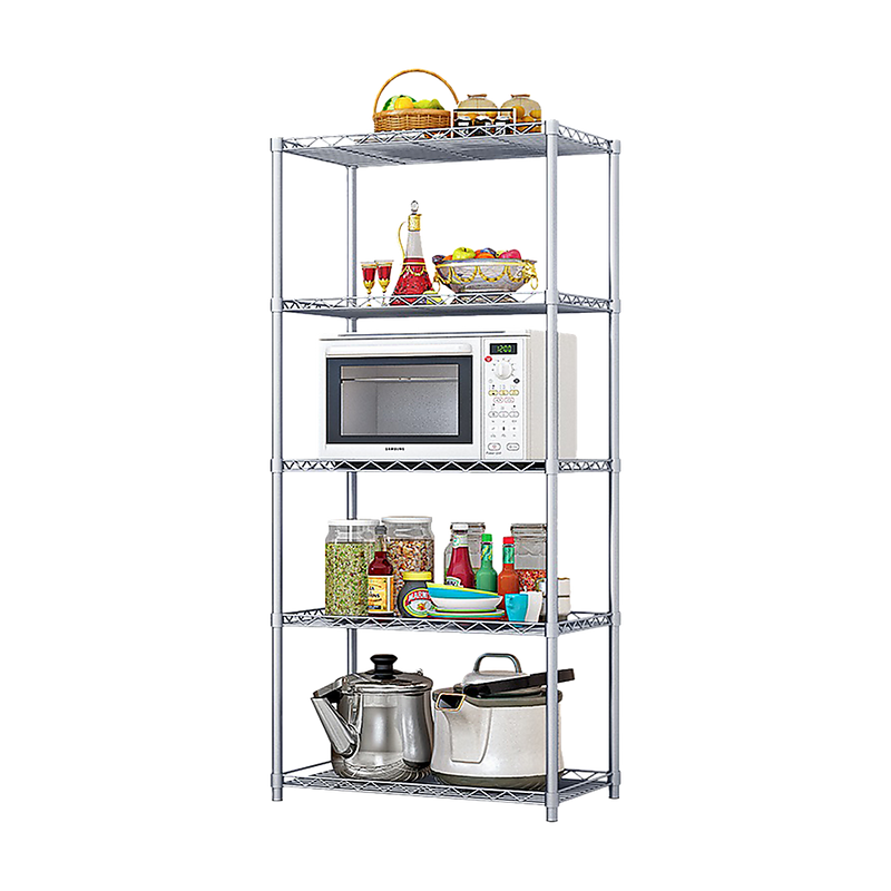 5 Tier Silver Metal Storage Rack Shelving Wire Shelf