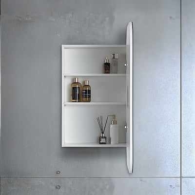 Rectangle Wall Hung Bathroom Mirror Shaving Cabinet Vanity Matte White