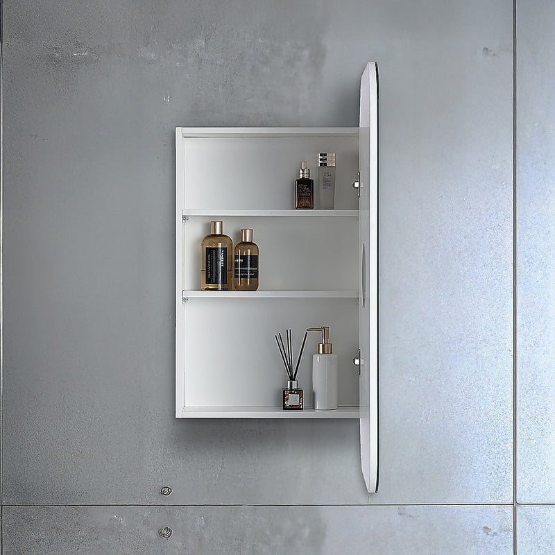 Rectangle Wall Hung Bathroom Mirror Shaving Cabinet Vanity Matte White