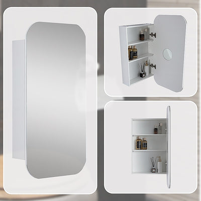 Rectangle Wall Hung Bathroom Mirror Shaving Cabinet Vanity Matte White