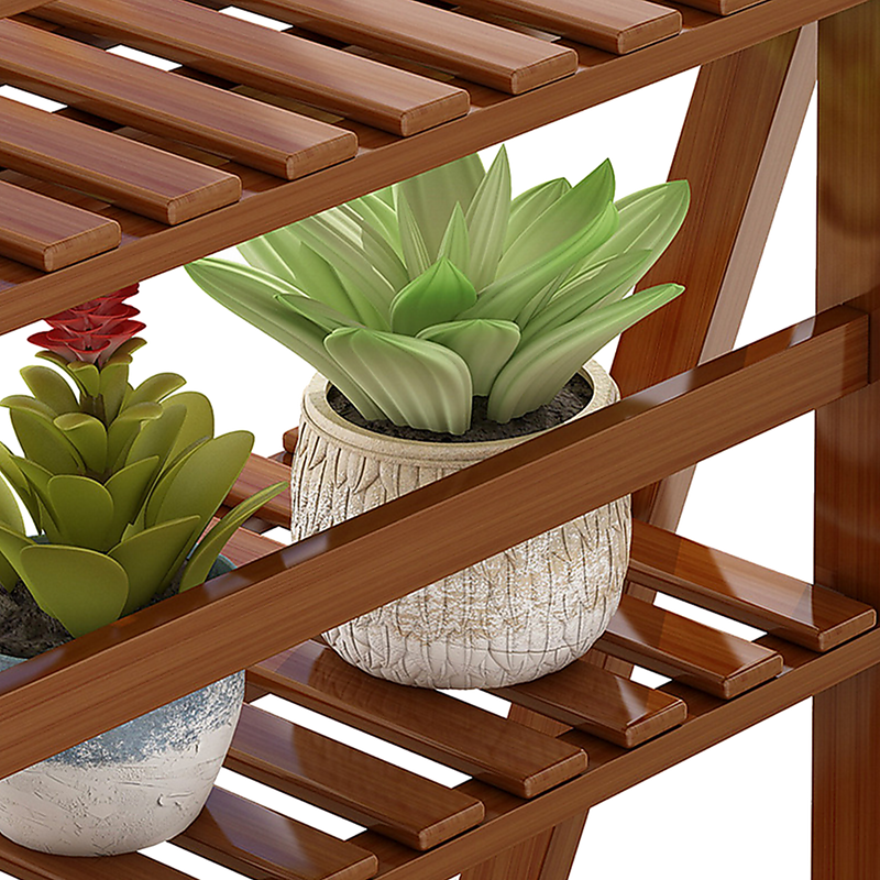 Plant Stand Outdoor Indoor Garden Wood Bamboo Shelf Folding 100CM Length