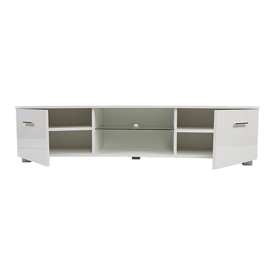 TV Cabinet Entertainment Unit Stand High Gloss Storage Shelf 140cm White