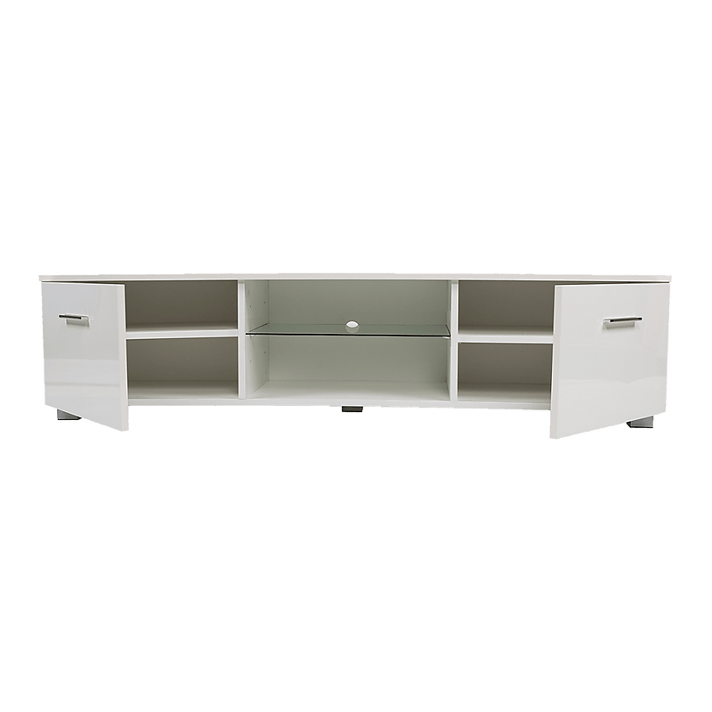 TV Cabinet Entertainment Unit Stand High Gloss Storage Shelf 140cm White