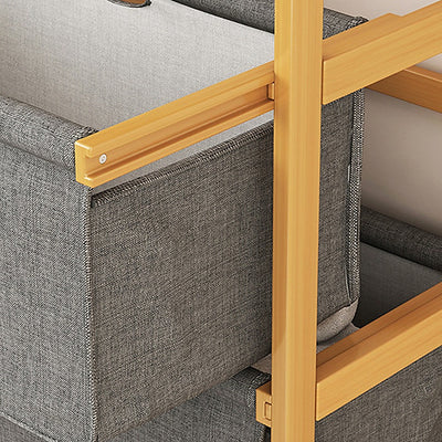 Bamboo Shelf with Storage Hamper – Wooden Organiser with 4 Removable Laundry Bags