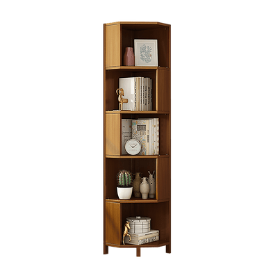 5-Shelf Corner Bookcase Industrial Bookshelf Display Storage Stand