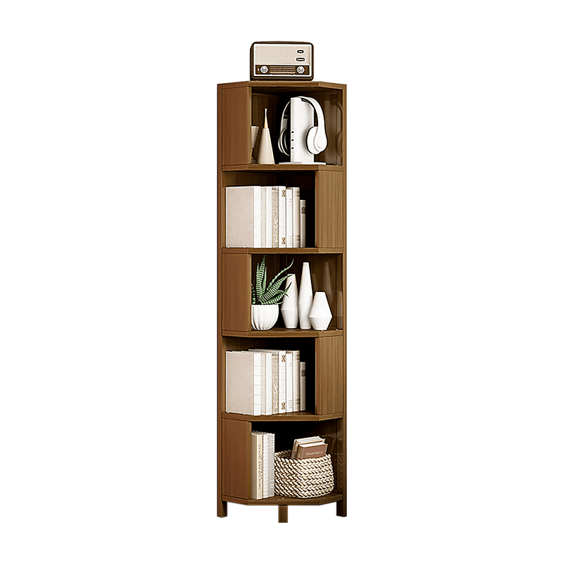 5-Shelf Corner Bookcase Industrial Bookshelf Display Storage Stand