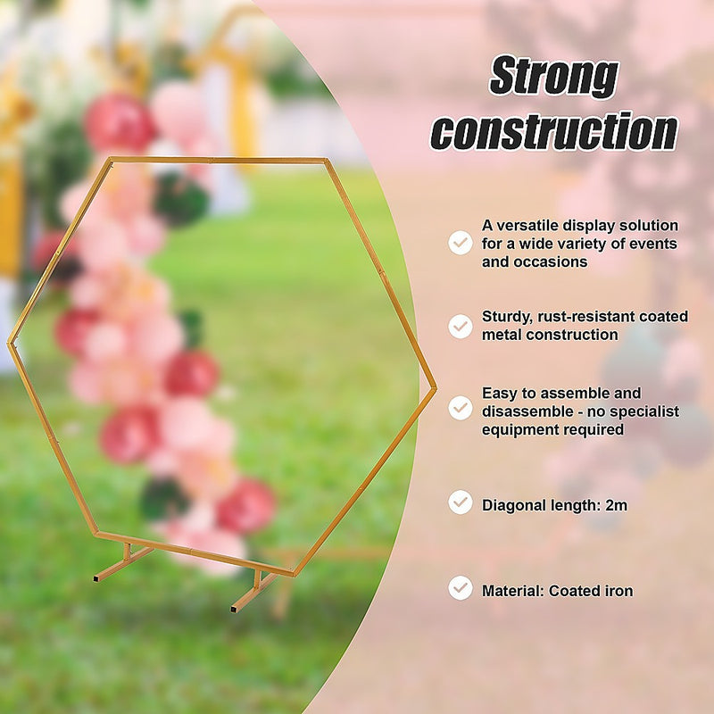 2M Wedding Hex Arch Backdrop Flower Display Stand Frame Background