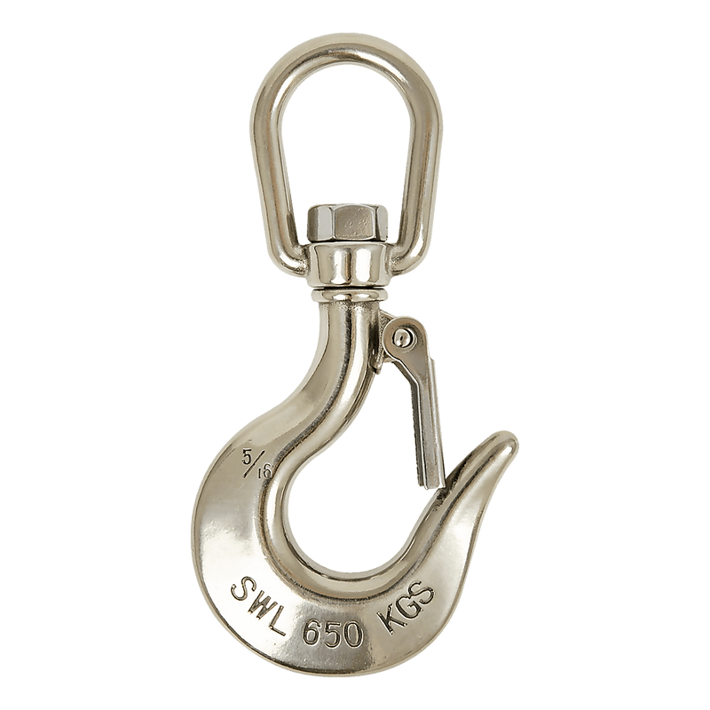 304 Stainless Steel Swivel Lift Clevis Chain Crane Hook with Safety Lock 650kg